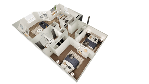 a 3d floor plan of a house
