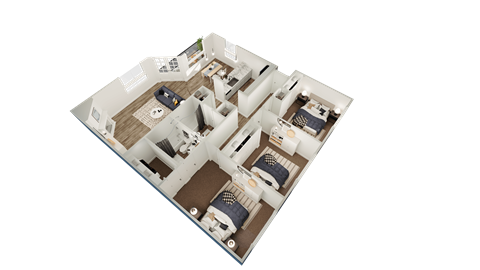 a 3d floor plan of a house