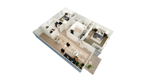a 3d floor plan of a house