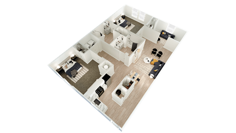 a floor plan of a house with bedrooms and a living room