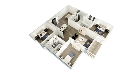 a floor plan of a house with a bedroom and a living room