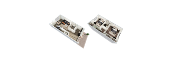 the bedrooms of the apartments are arranged to form a floor plan