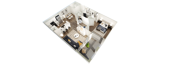 a 3d floor plan of a house