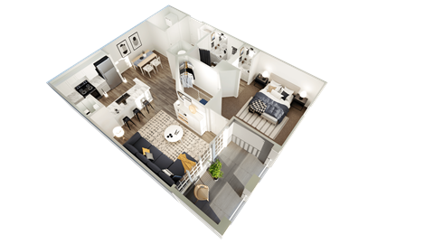 a 3d floor plan of a house