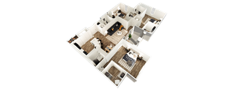 a 3d floor plan of a house