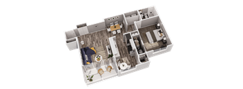 a 3103 sq ft apartment is shown with a bedroom and a living room