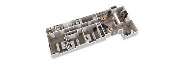 a 3d floor plan of a house