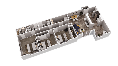 a 3d floor plan of a house