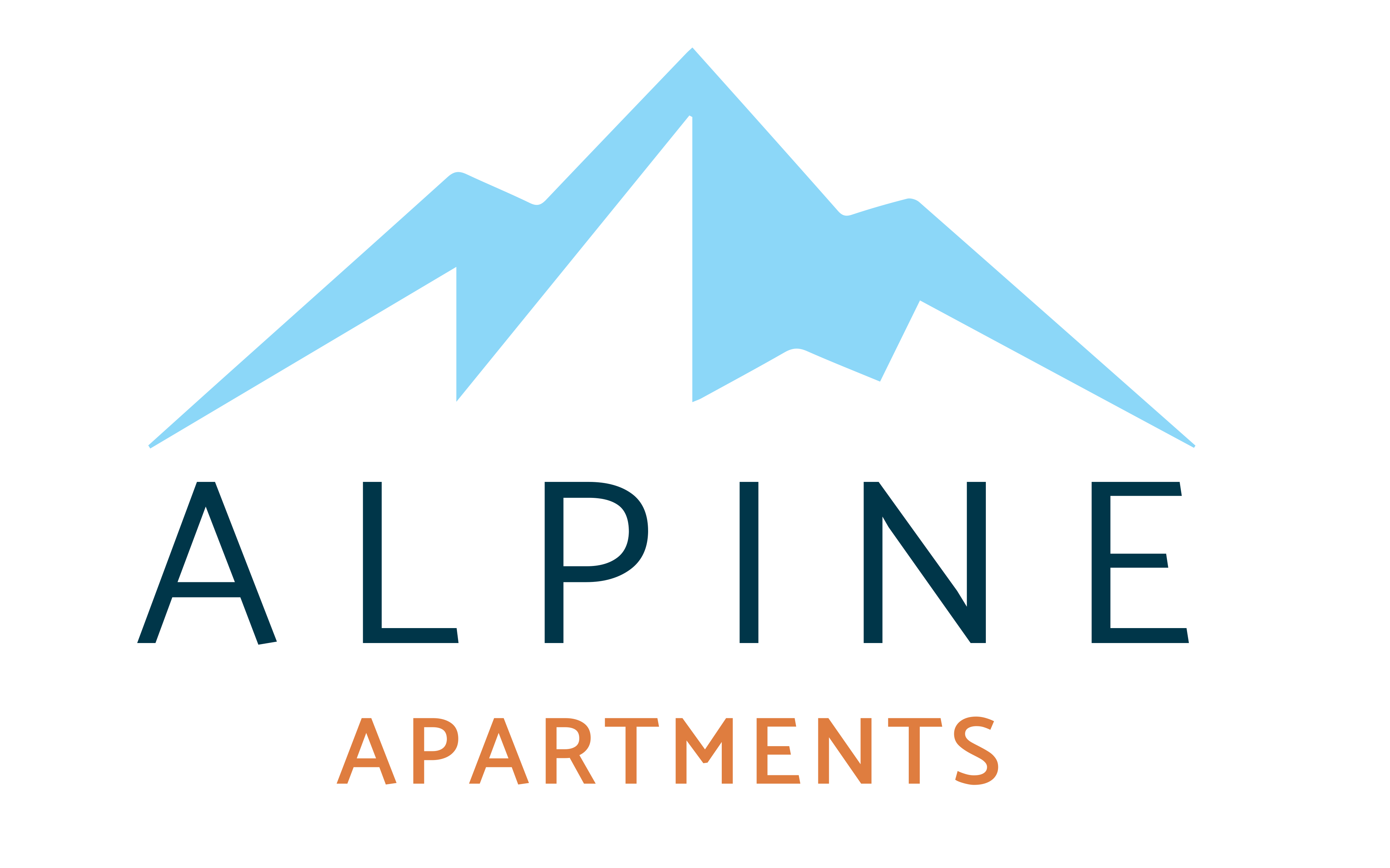 a logo for alpine apartments photographic print