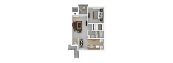 a floor plan of a bedroom apartment with a bathroom and a living room
