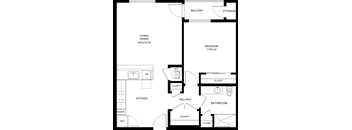a floor plan of a house with a bedroom and a living room