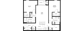 a floor plan of a house with a bedroom and a living room
