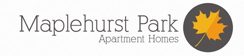 A logo for Maplehurst Park Apartment Homes featuring a maple leaf.