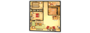 a floor plan of a house with pictures of different rooms