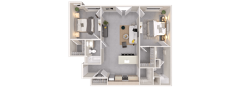 a 3d floor plan of a bedroom apartment