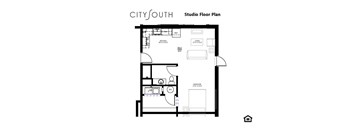 a floor plan of a studio apartment