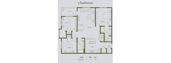 a floor plan of a 3 bedroom apartment