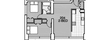 a floor plan of a house with a bedroom and a bathroom