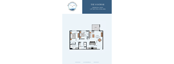 A floor plan for a property called The Sandbar, which has 2 bedrooms and 2 bathrooms with a total living area of 1,097 square feet.