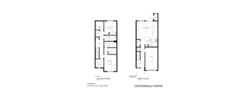 A black and white image of two floor plans for a house.