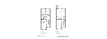 A black and white image of a floor plan for a two-story house.