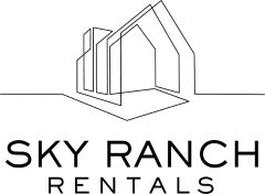 A logo with the text "Sky Ranch" and an image of a building.