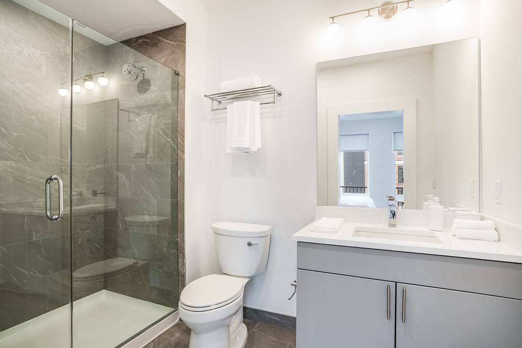 Ultra Modern floor to ceiling  tiled shower