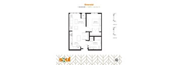 a floor plan of a unit with a bedroom and a living room