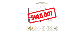 a red sold out sign in front of a house sold out