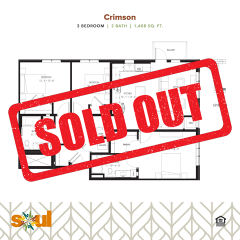 a red sold out sign in front of a house with a sold out symbol