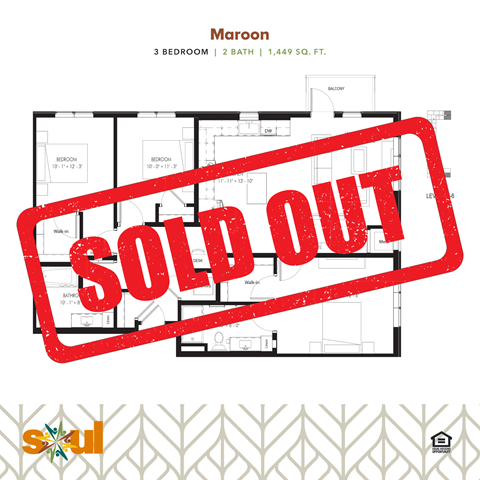 a red sold out sign over a blueprint of a sold out house