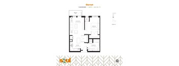 floor plan of a 1 bedroom apartment