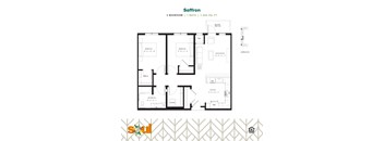 a floor plan of a house with a bedroom and a living room