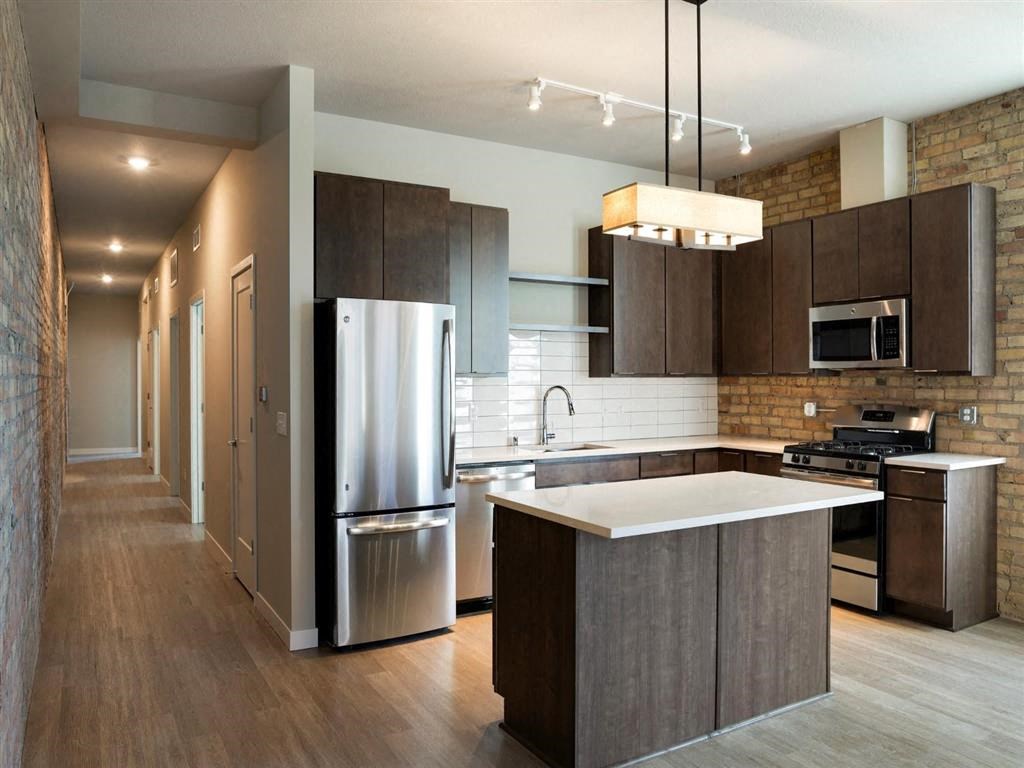 Modern kitchen with stainless steel appliances