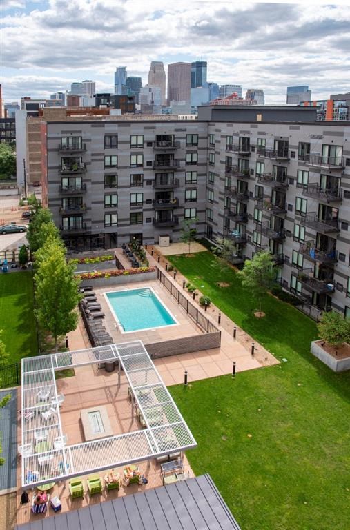 outdoor pool and green space