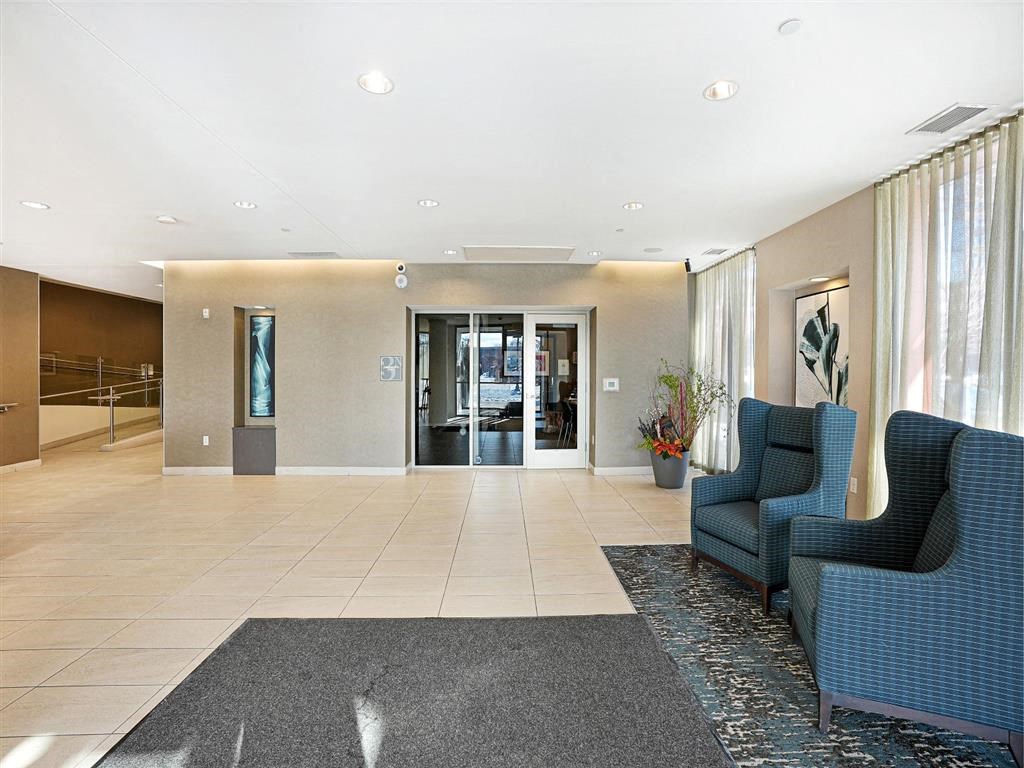 Open lobby with water feature