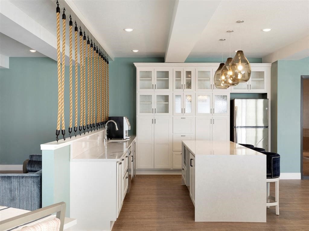 Nautical clubroom with kitchen and coffee bar