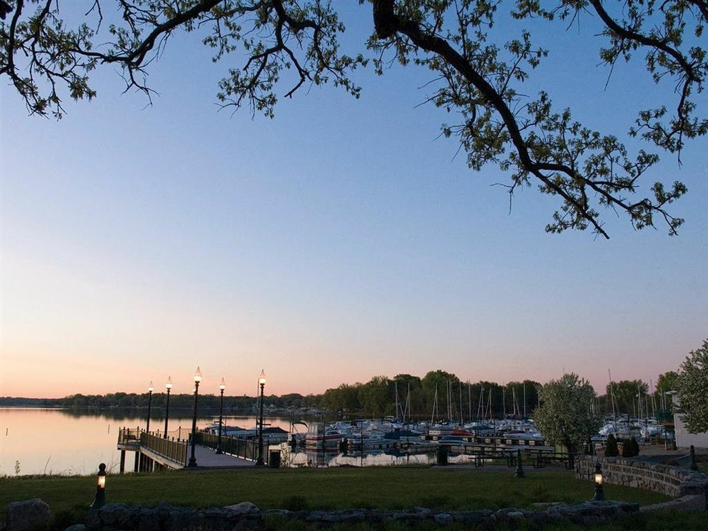 Sunset and dock overlooking White Bear Lake