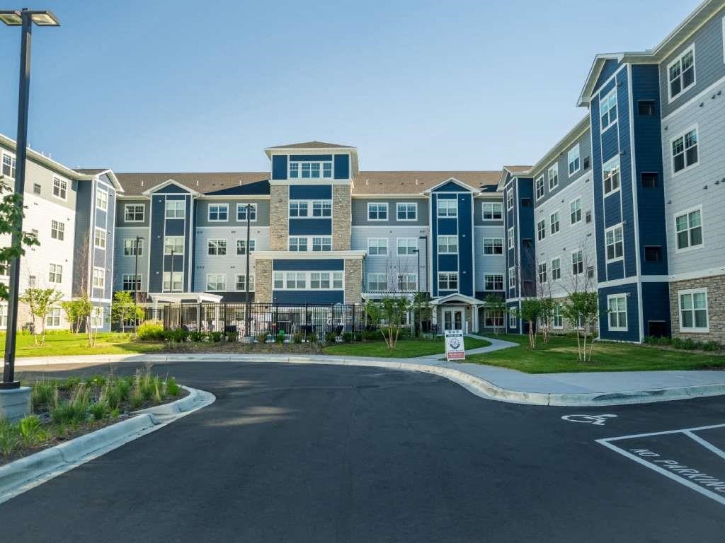 Exterior view of a 5-story apartment building