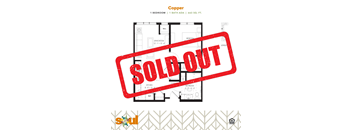 a red sold out sign in front of a house sold out