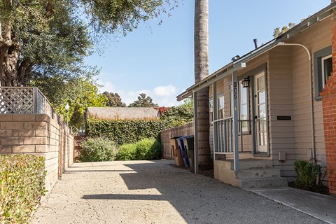 A house with a driveway and a tree in front.