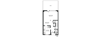 2d floorplan of the ground floor of a 4 bedroom, 2 bathroom town home