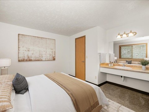 Staged Primary bedroom w/vanity, unit style 2A