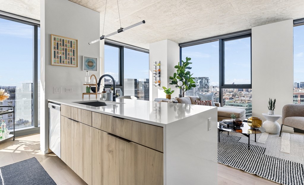 kitchen and living area