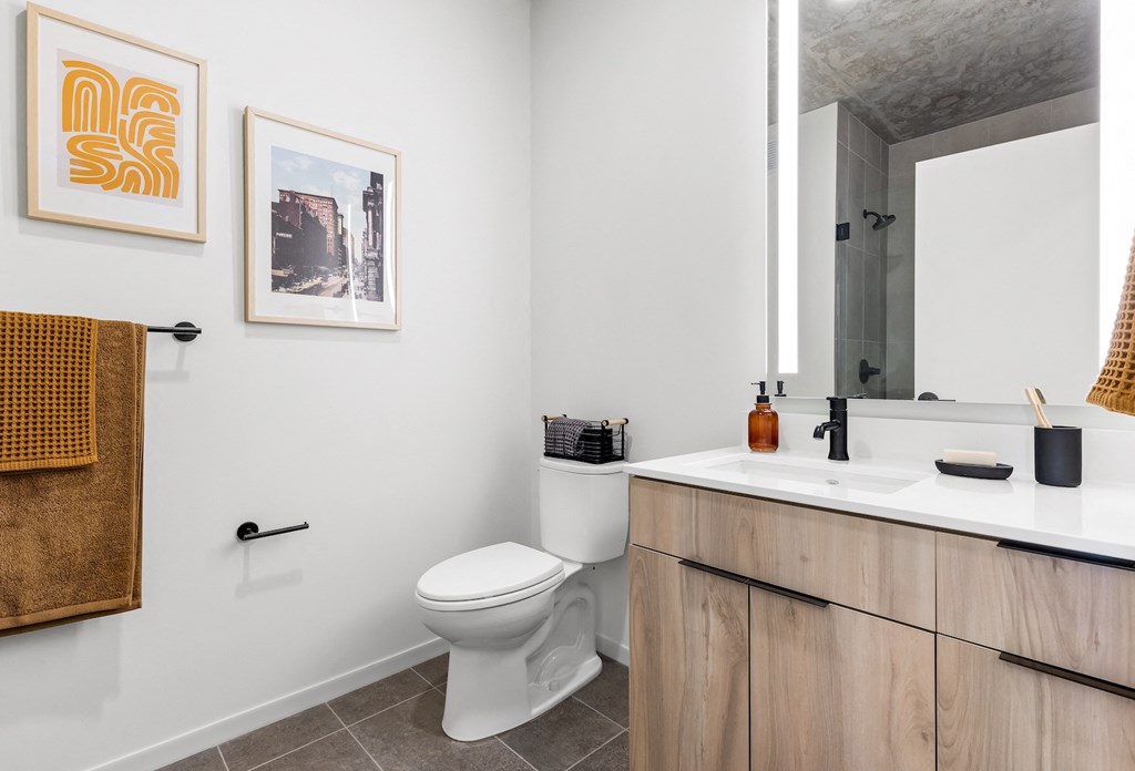 a bathroom with a toilet and a sink and a mirror