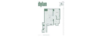 A floor plan for a 1 Bed/1 Bath apartment at Sterling Bay Homes.