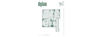 A floor plan for a 2 Bed/2 Bath unit at The Dylan Sterling Bay House in Sterling Bay, Illinois.