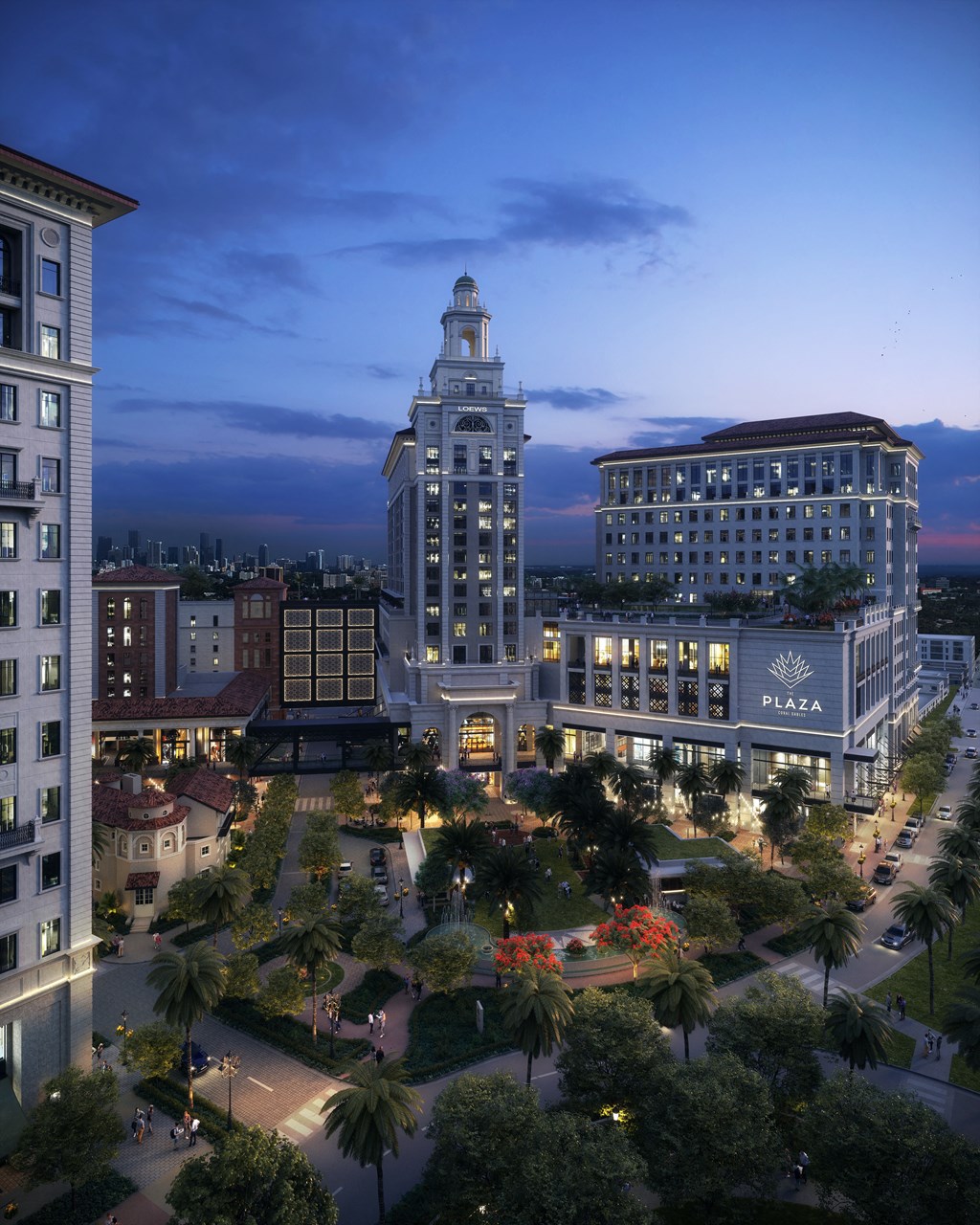 a rendering of downtown at night