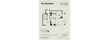 A floor plan for a 2 Bedroom, 2 Bathroom apartment at Sterling Bay Home.