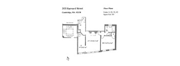 A drawing of a floor plan for a property located at 353 Harvard Street, Cambridge, MA 02138.